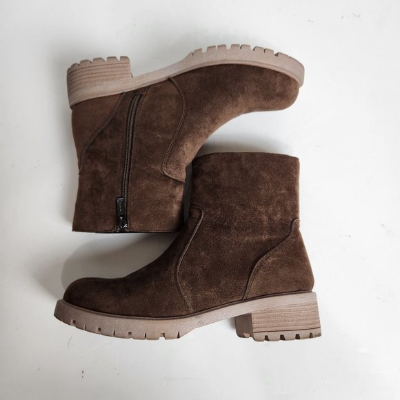 Seven for All Mankind Chelsea Boots Womens 9 Bestie Faux Brown Suede Almond Toe - Picture 3 of 9